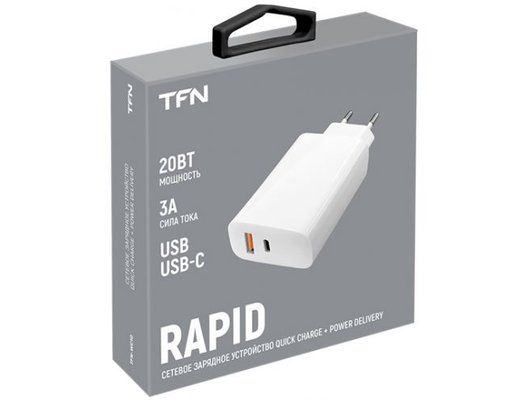 Зарядное устройство TFN СЗУ USB/USB-C PD 20W white б/кабеля (TFN-WC10)